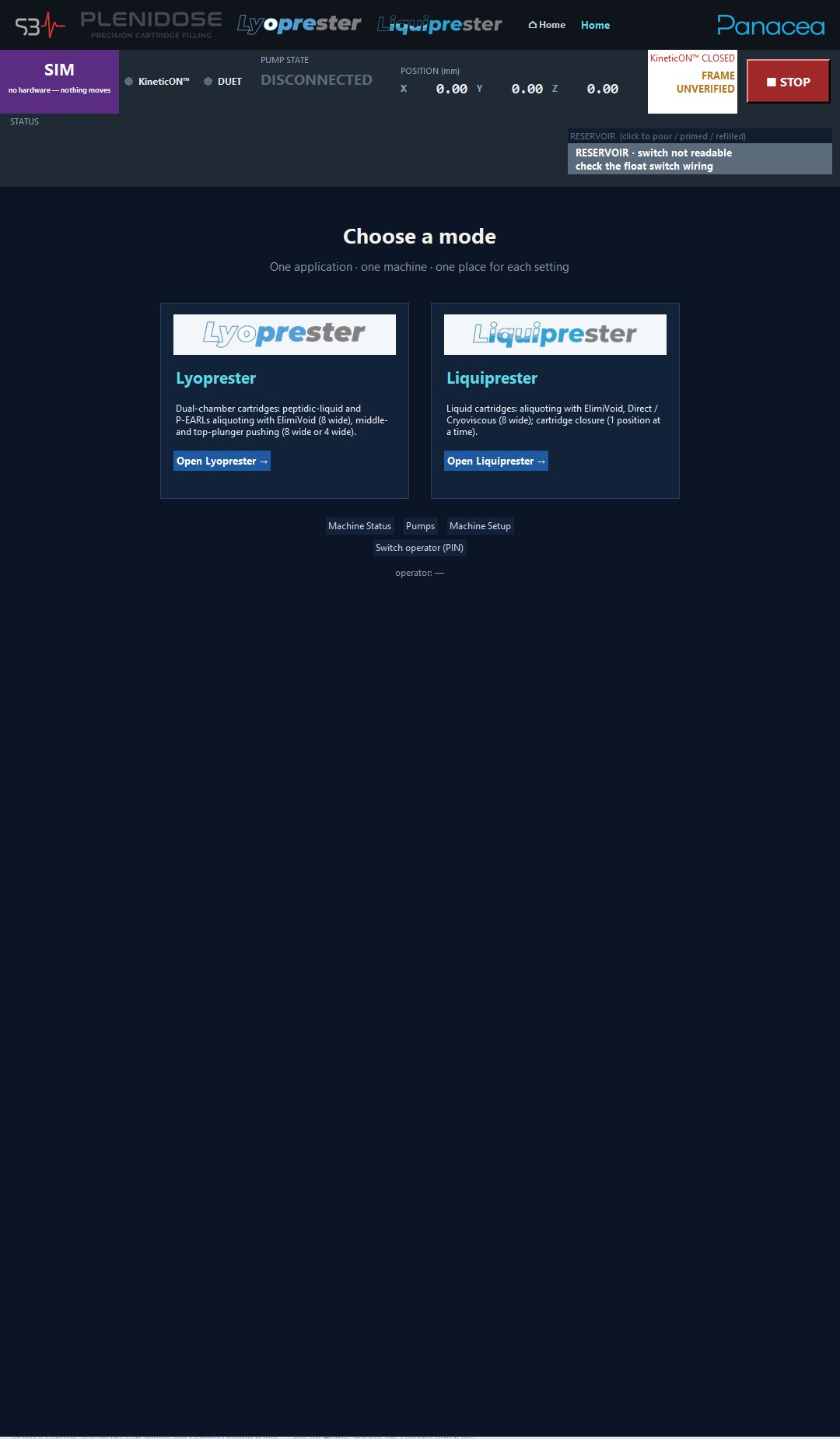 One application, one machine, two production modes PleniDose GUI by Bogdan Dicoias — One application, one machine, two production modes
