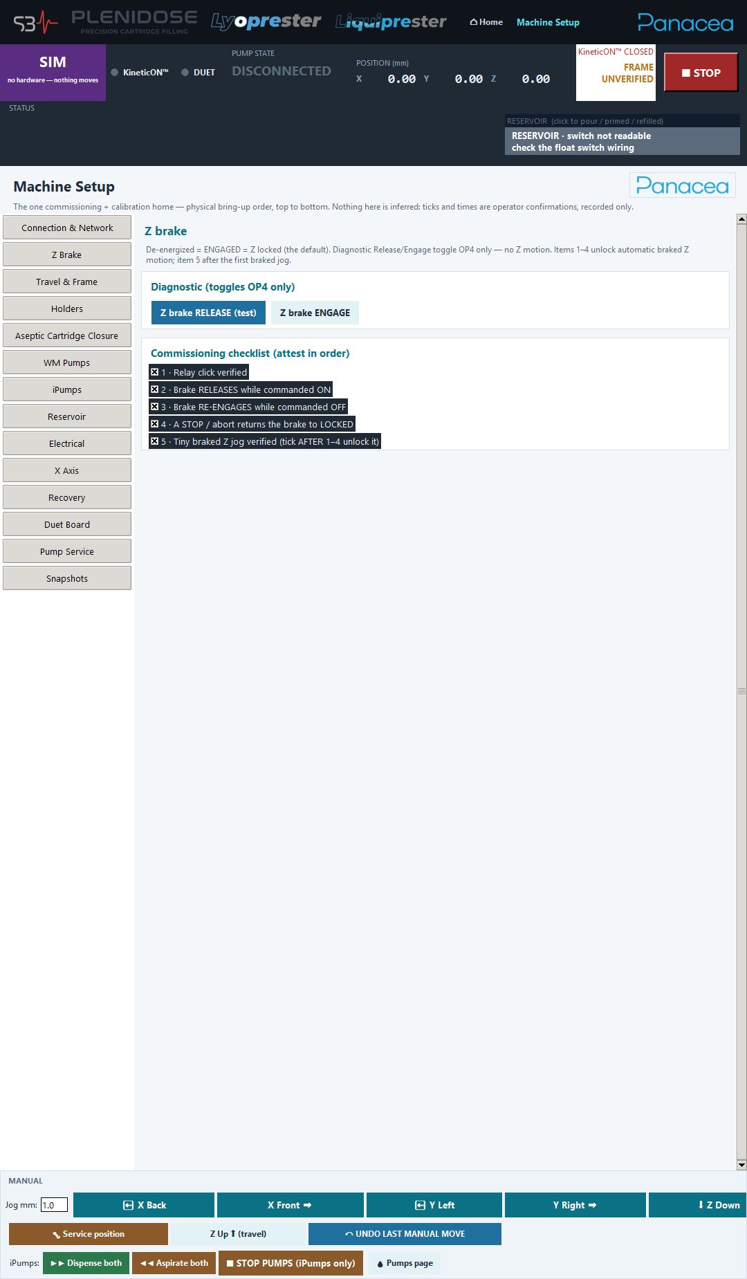 Z brake: a checklist attested in order PleniDose GUI by Bogdan Dicoias — Z brake: a checklist attested in order
